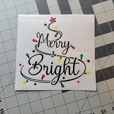 Merry And Bright Christmas Vinyl Decal For Glass Blocks, Car, Computer, Wreath, Tile, Frames And Any Smooth Surf - image3